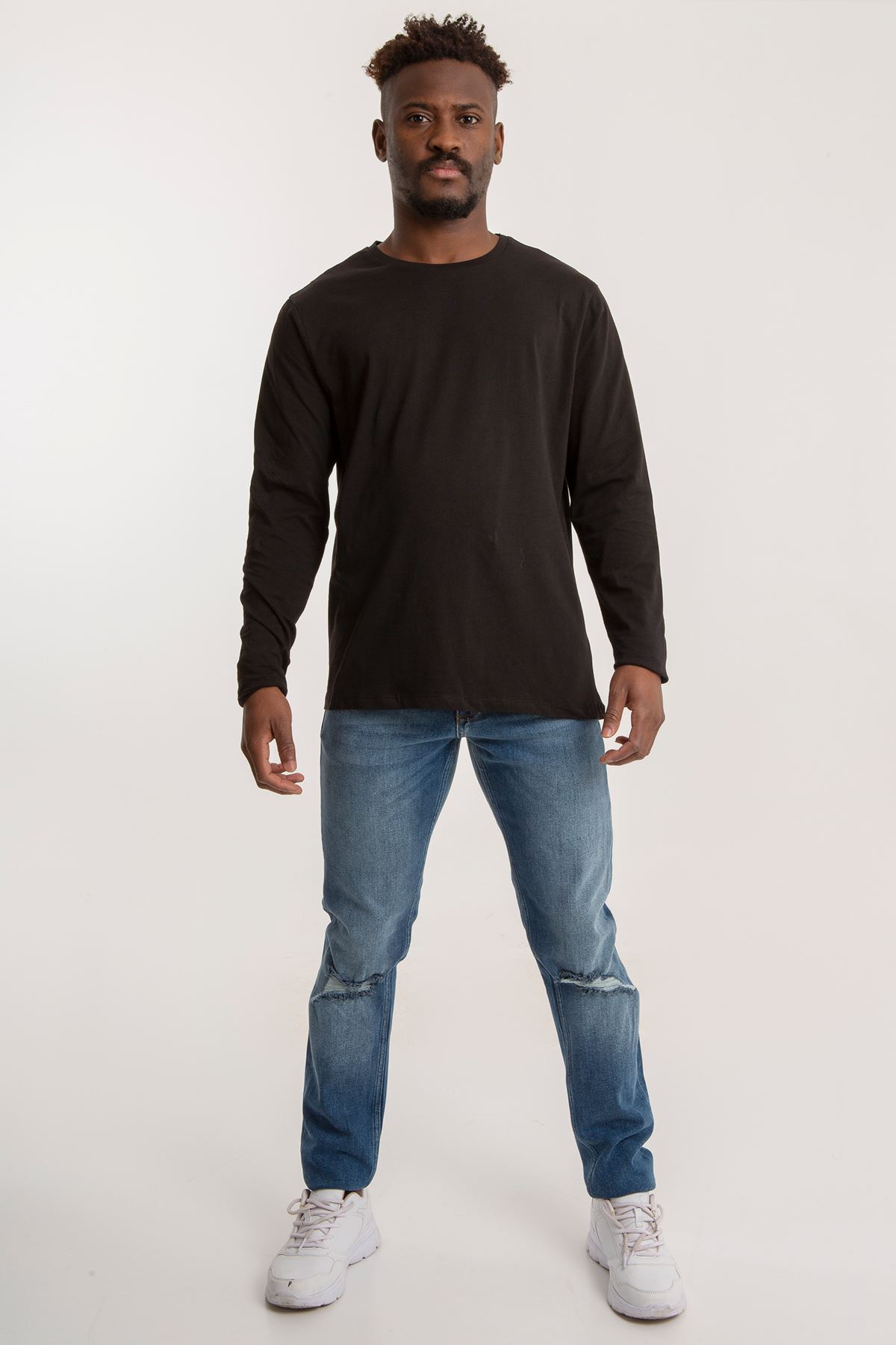 Baldwin Siyah Sıfır Yaka Erkek Sweatshirt