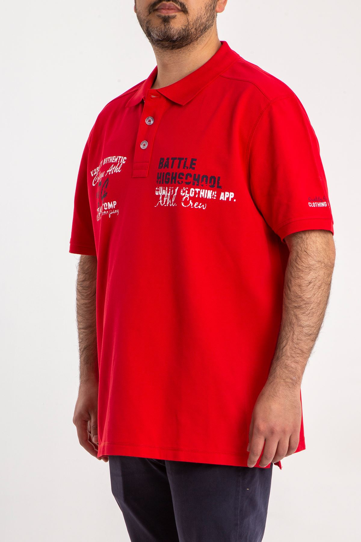 Angelo Litrico Büyük Beden Kırmızı Polo Yaka Erkek Tişört 