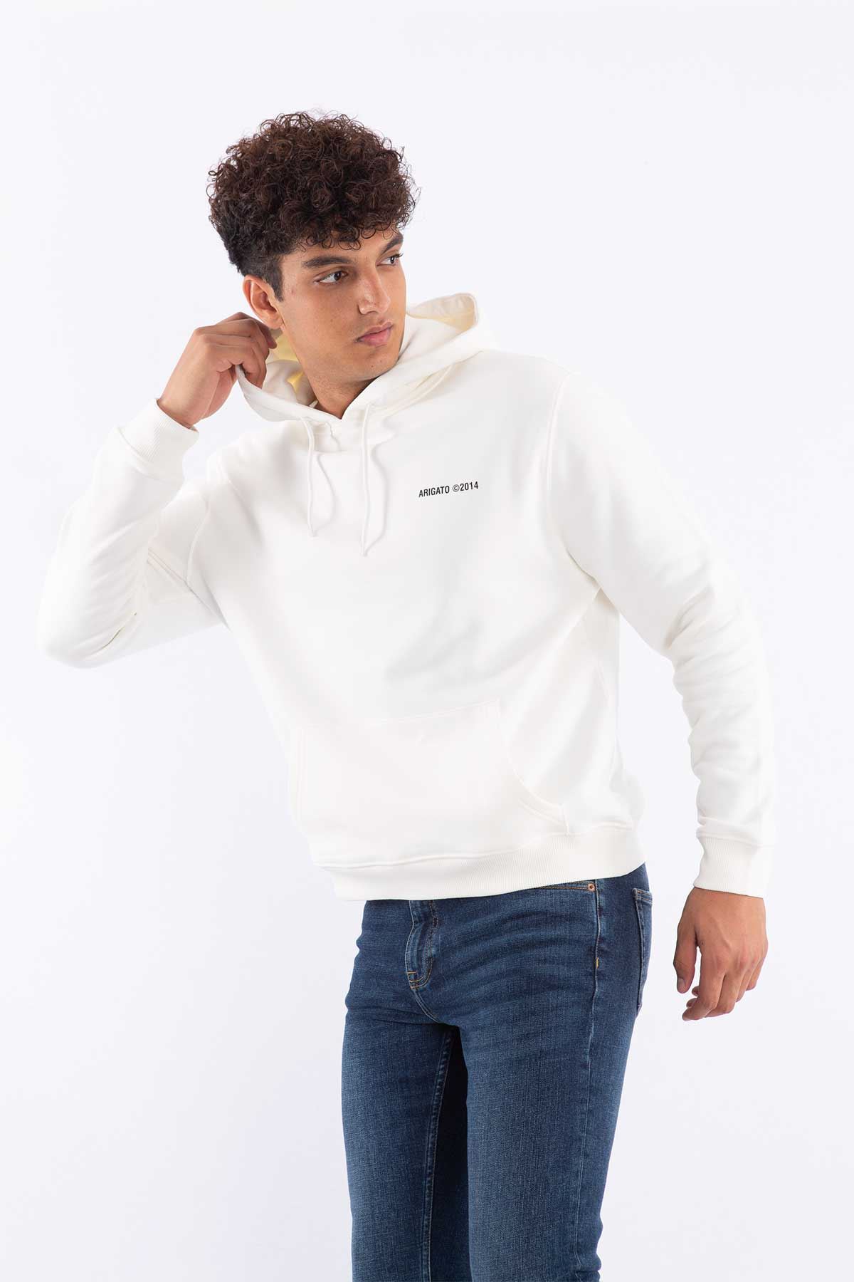  Axel Arigato Beyaz Kapüşonlu Basic Erkek Sweatshirt