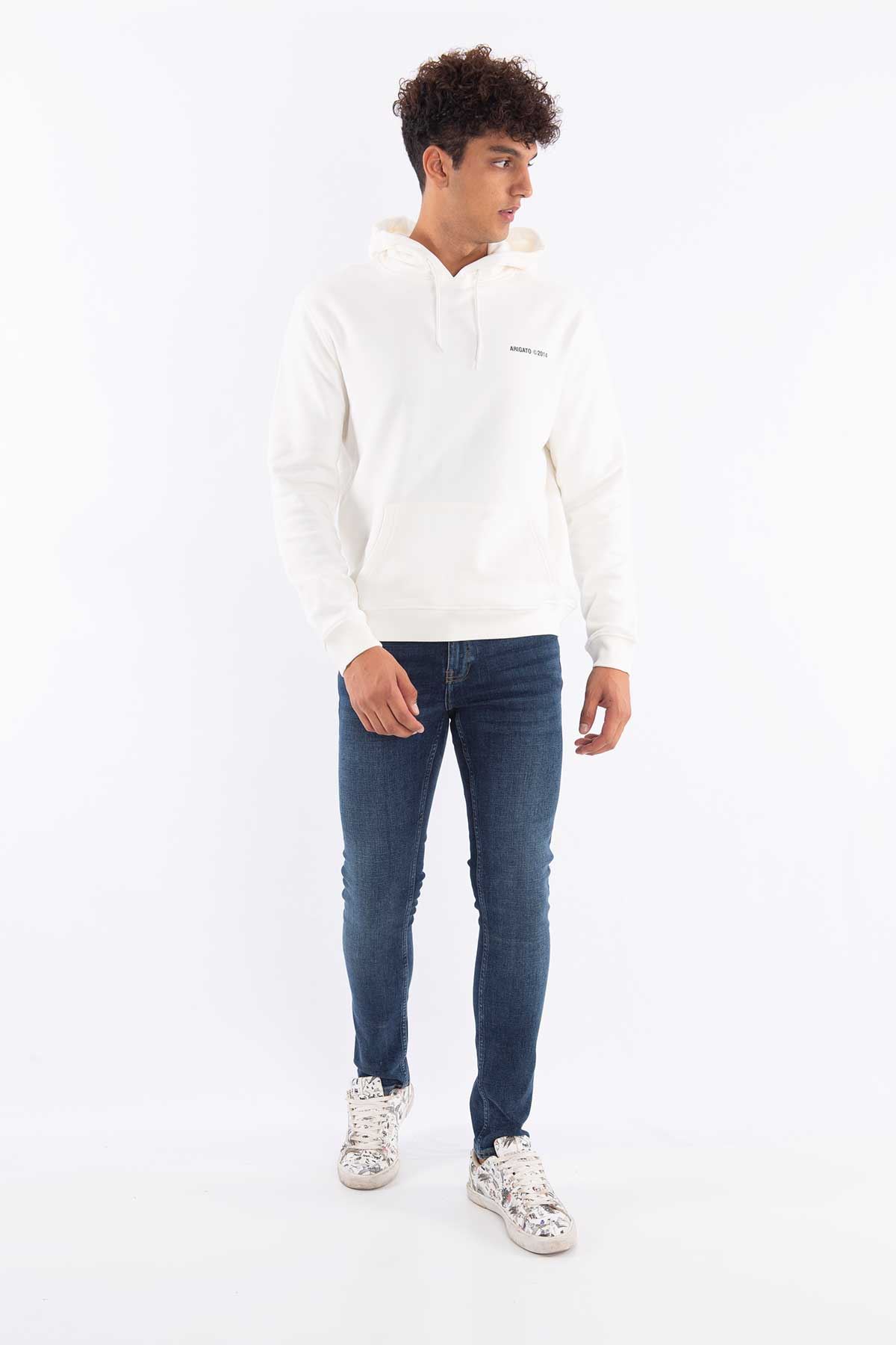  Axel Arigato Beyaz Kapüşonlu Basic Erkek Sweatshirt
