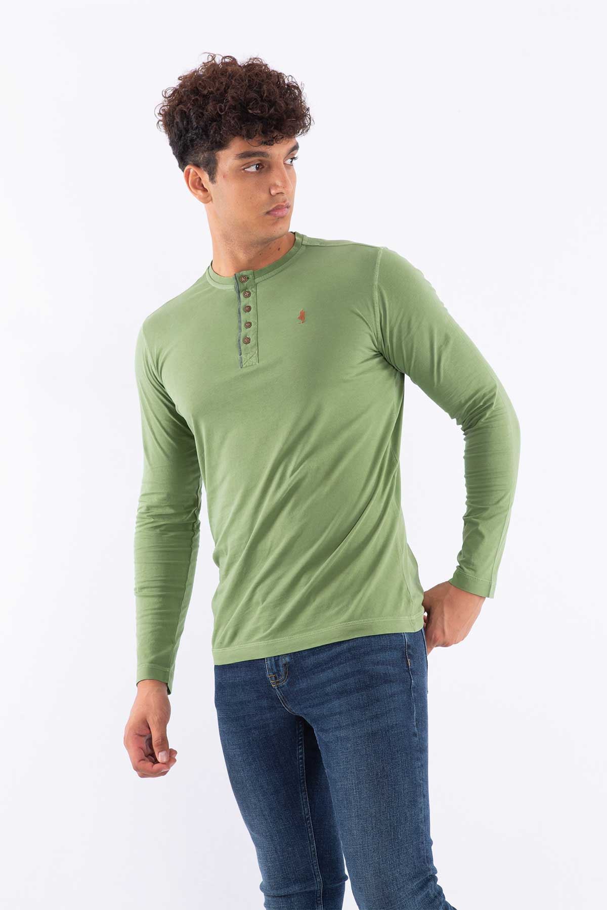 Marlboro Classics Yeşil Yakası Düğmeli Erkek Sweatshirt