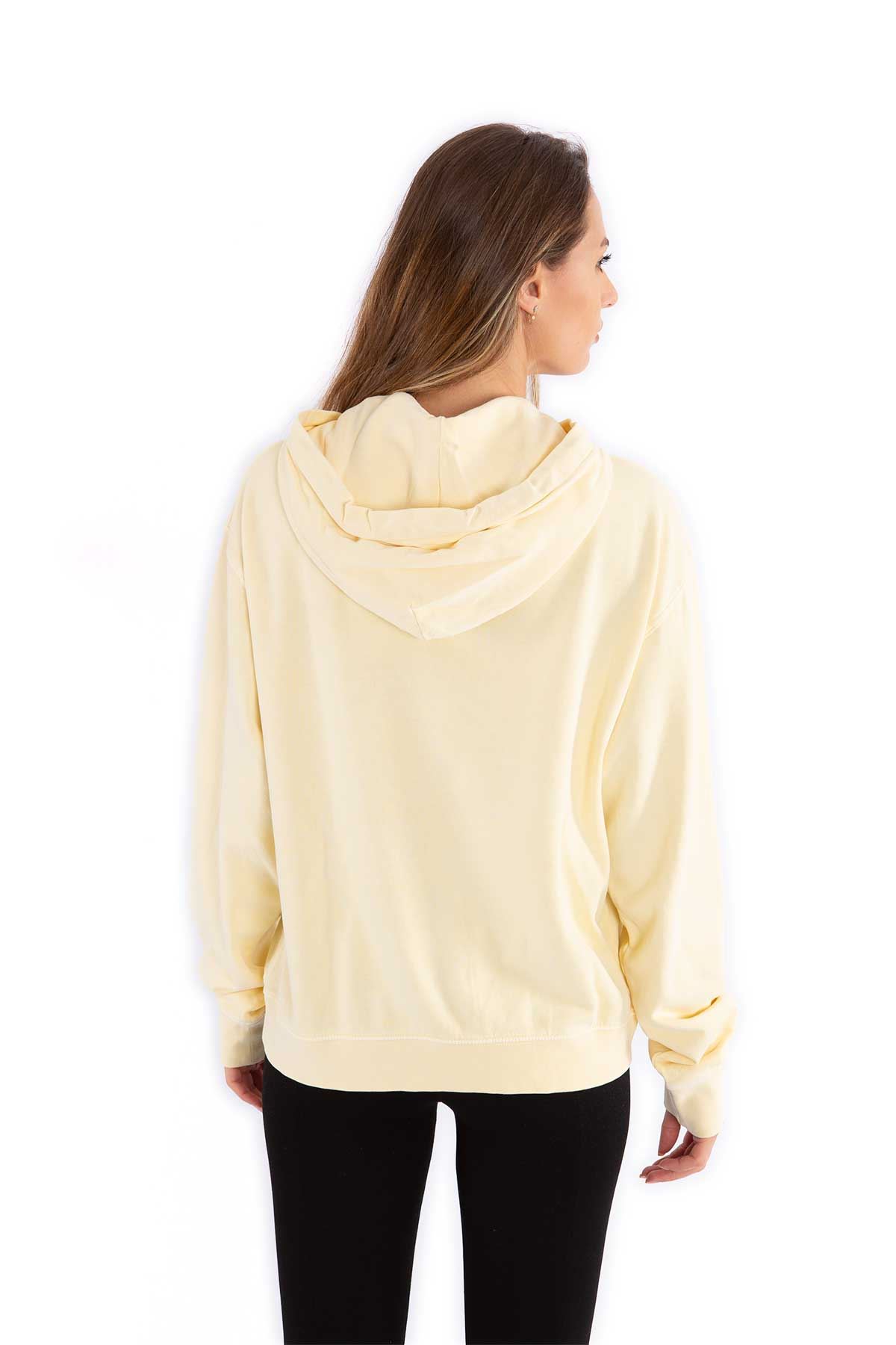 10k Sarı Kapüşonlu Oversize Kadın Sweatshirt 