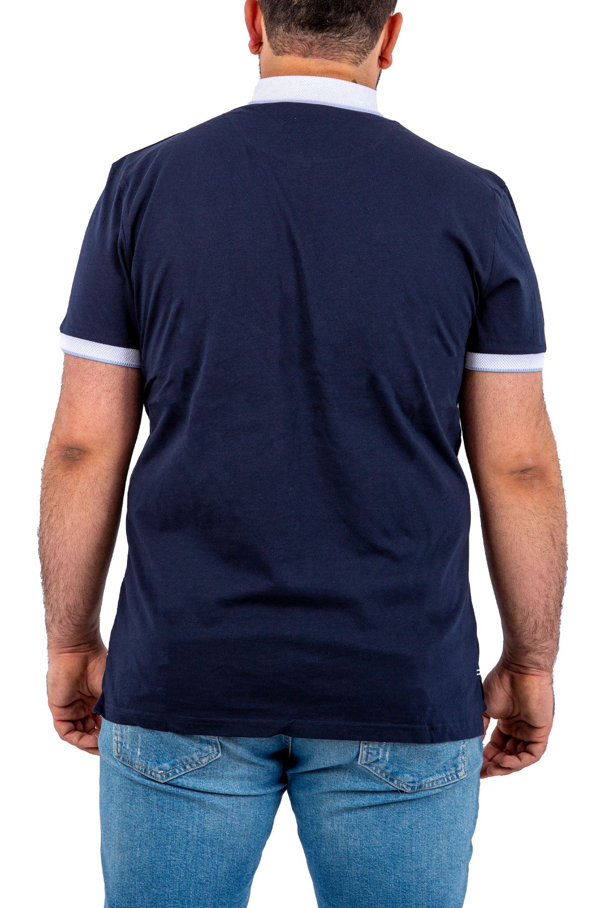 MISHMASH Büyük Beden Aralığı Lacivert Yarım Fermuarlı Polo Yaka Erkek T-shirt