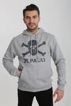 St. Pauli Gri Kapüşonlu Kuru Kafa Baskılı Örme Erkek Sweatshirt